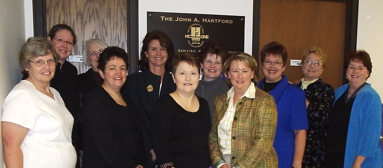 2005 Researchers from the John A. Hartford Center, a precursor to the Csomay Center for Gerontological Excellence, are photographed on the fourth floor of the College of Nursing. 