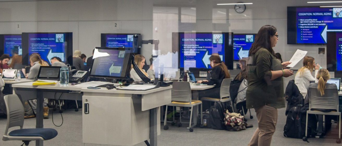 An instructor and students in a classroom
