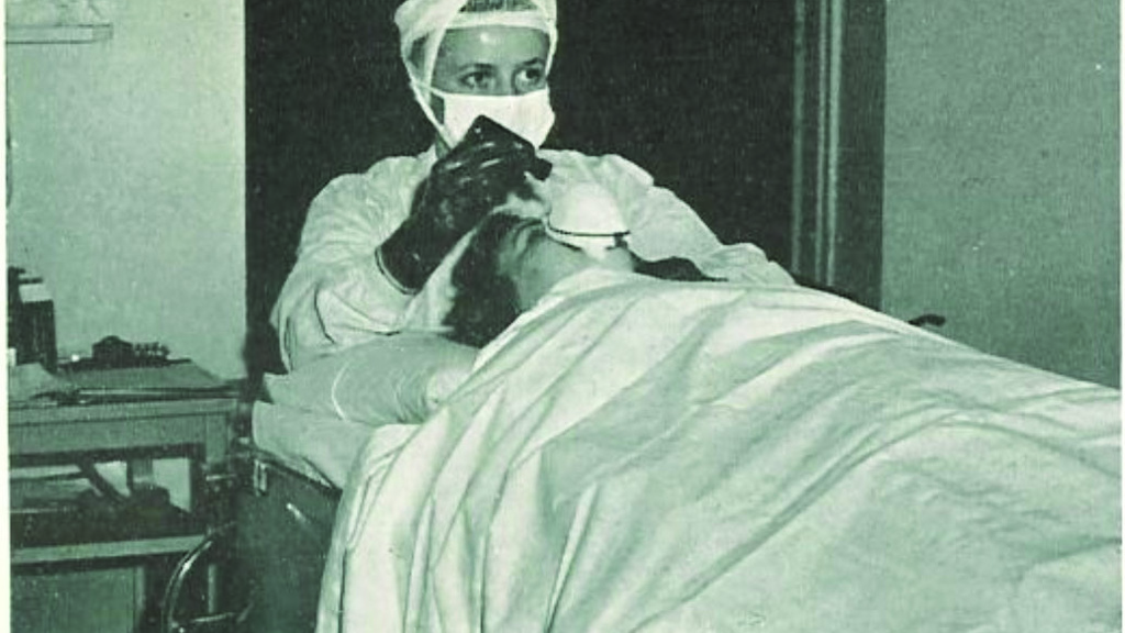 nurse administrering anesthesia 1953